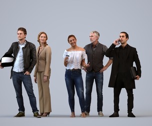 Basics_0310 - Standing A set containing 5 models of male and female adults standing in casual