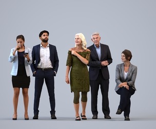 Basics_0314 - Business A set containing 5 models of male and female adults in business attire in