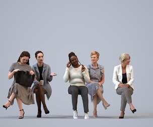 Basics_0315 - Sitting A set containing 5 models of female adults sitting in casual attire in home