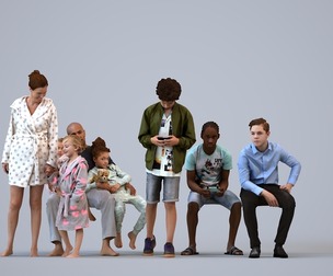 Basics_0316 - Kids A set containing 5 models of male and female teens sitting in casual attire in
