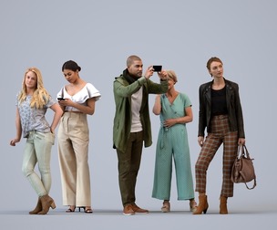 Basics_0318 - Standing A set containing 5 models of male and female adults standing in casual