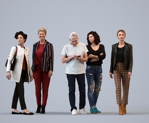Basics_0319 - Walking A set containing 5 models of male and female adults walking in business