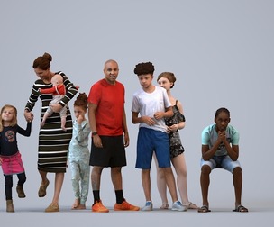 Basics_0320 - Kids A set containing 5 models of male and female adults standing in casual attire in