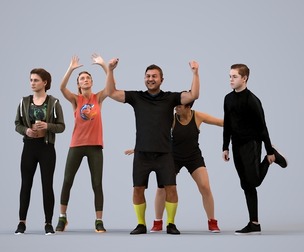 Basics_0321 - Sport A set containing 5 models of male and female adults standing in sport attire