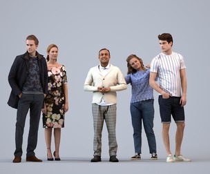 Basics_0324 - Standing A set containing 5 models of male and female adults standing in casual