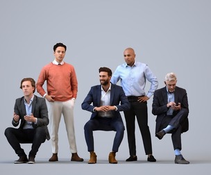 Basics_0326 - Business A set containing 5 models of male adults in business attire in office