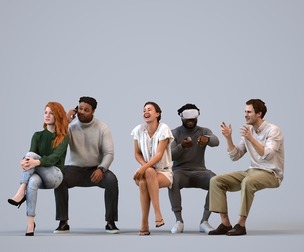 Basics_0328 - Sitting A set containing 5 models of male and female adults sitting in casual attire