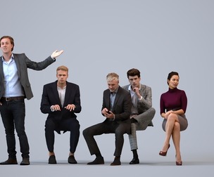 Basics_0330 - Business A set containing 5 models of male and female adults sitting in business