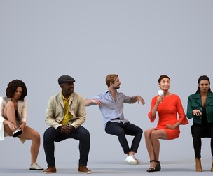 Basics_0333 - Sitting A set containing 5 models of male and female adults sitting in business