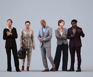 Basics_0334 - Business A set containing 5 models of male and female adults standing in business