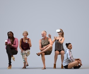 Basics_0335 - Sitting A set containing 5 models of male and female adults sitting in casual attire