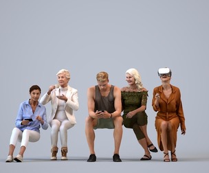 Basics_0339 - Sitting A set containing 5 models of male and female seniors sitting in casual attire