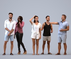 Basics_0340 - Standing A set containing 5 models of male and female adults standing in casual