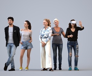 Basics_0342 - Standing A set containing 5 models of male and female adults standing in casual