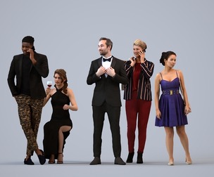 Basics_0343 - FormalAffairs A set containing 5 models of male and female adults standing in formal