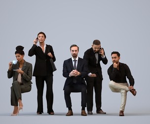 Basics_0347 - Business A set containing 5 models of male and female adults sitting in business