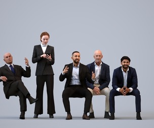 Basics_0348 - Business A set containing 5 models of male and female adults sitting in business