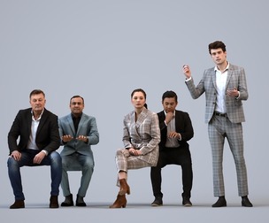 Basics_0349 - Business A set containing 5 models of male and female adults sitting in business