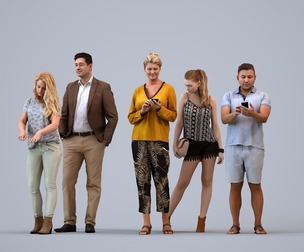 Basics_0352 - Standing A set containing 5 models of male and female adults standing in casual