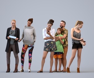 Basics_0353 - Standing A set containing 5 models of male and female adults standing in casual