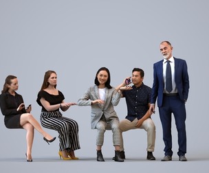 Basics_0355 - Business A set containing 5 models of male and female adults sitting in business