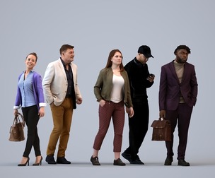 Basics_0358 - Walking A set containing 5 models of male and female adults walking in business