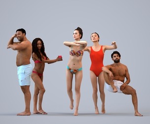 Basics_0359 - Pool A set containing 5 models of male and female adults at the pool or beach