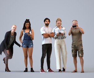 Basics_0360 - Standing A set containing 5 models of male and female adults standing in casual