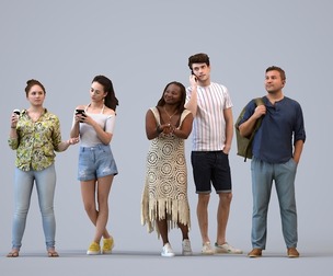 Basics_0361 - Standing A set containing 5 models of male and female adults standing in casual