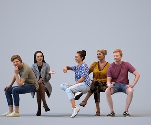 Basics_0362 - Sitting A set containing 5 models of male and female adults sitting in casual attire