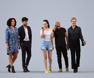 Basics_0363 - Walking A set containing 5 models of male and female adults walking in casual attire