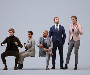 Basics_0364 - Business A set containing 5 models of male and female adults sitting in business