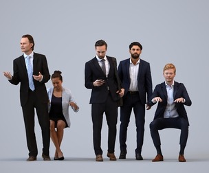 Basics_0365 - Business A set containing 5 models of male and female adults walking in business