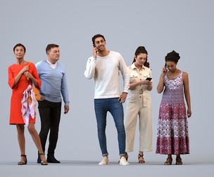 Basics_0367 - Standing A set containing 5 models of male and female adults standing in casual