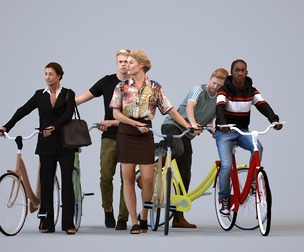 Basics_0368 - Cycling A set containing 5 models of male and female adults standing in casual attire