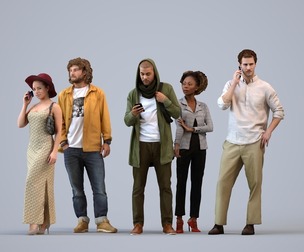 Basics_0371 - Standing A set containing 5 models of male and female adults standing in casual