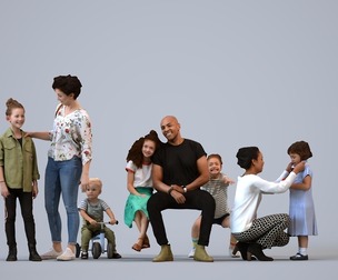 Basics_0374 - Kids A set containing 5 models of male and female children in casual attire in home