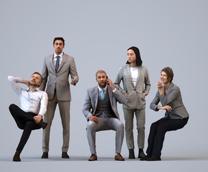Basics_0377 - Business A set containing 5 models of male and female adults sitting in business