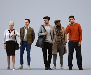 Basics_0379 - Standing A set containing 5 models of male and female adults standing in casual