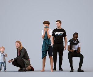 Basics_0381 - Kids A set containing 5 models of male and female teens in casual attire