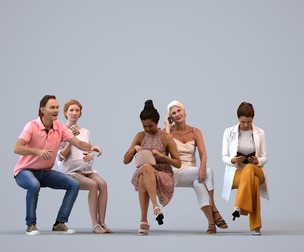 Basics_0383 - Sitting A set containing 5 models of male and female adults sitting in casual attire