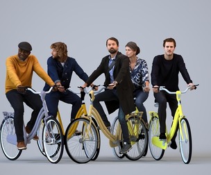 Basics_0385 - Cycling A set containing 5 models of male and female adults in public settings with