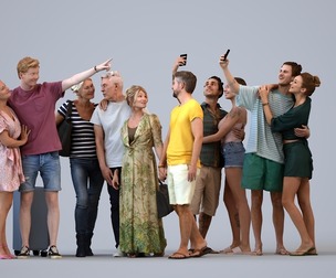 Basics_0386 - Couple A set containing 5 models of male and female adult couples standing in casual