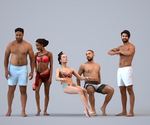 Basics_0387 - Pool A set containing 5 models of male and female adults at the pool or beach