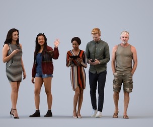 Basics_0388 - Walking A set containing 5 models of male and female adults walking in casual attire