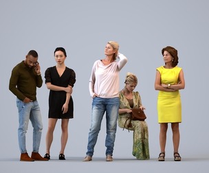 Basics_0391 - Standing A set containing 5 models of male and female adults standing in casual