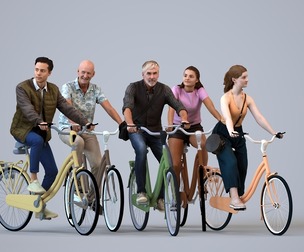 Basics_0395 - Cycling A set containing 5 models of male and female adults in casual attire in