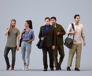 Basics_0399 - Walking A set containing 5 models of male and female adults walking in casual attire