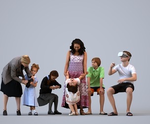 Basics_0401 - Kids A set containing 5 models of male and female adults standing in casual attire in