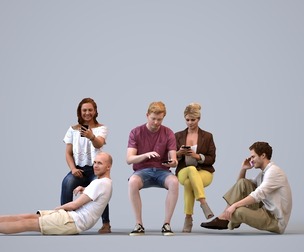 Basics_0403 - Sitting A set containing 5 models of male and female adults sitting in casual attire